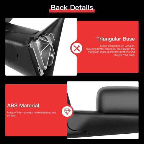 Towing Mirrors Fit for Dodge for Ram 1500/2500/3500 1998-2002 Replace Power Adjusted, Heated Function, Manual Folding & Flip Up w/Black Housing Tow Mirrors in Saudi Arabia