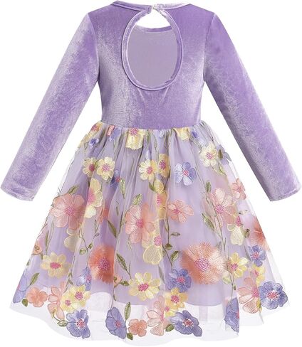 IDOPIP Toddler Baby Girls Embroidery Velvet Tutu Dress with Headband Outfit Long Sleeve Fall Princess Birthday Party Dresses in Saudi Arabia