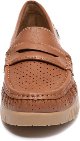 Bernal Loafers for Women Slip On Penny Loafers Hollow Out Breathable Slip On Flat Shoes Work Walking Shoes with Buckle in Kuwait