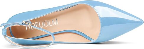 HDEUOLM Womens Mid Kitten Heel Pointed Toe Pumps Ankle Strap Buckle Prom Basic Classic Patent Leather 2.6 Inches Heels in Saudi Arabia