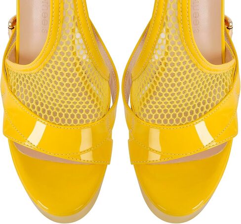 Women's High Stiletto Heels Platform Mesh Buckle Open Toe Ankle Strap Dress Shoes Sandals in Saudi Arabia