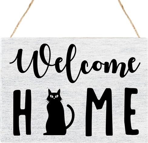 Funny Cat Front Door Sign,Cute Cat Welcome Sign，Cat Hair Is My glitter with Love Theme Wooden Wall Art Decor for Cat Lover Pet Owners,Black Cat Wall Decor,Cat Lover Gift in Saudi Arabia