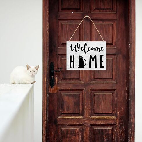 Funny Cat Front Door Sign,Cute Cat Welcome Sign，Cat Hair Is My glitter with Love Theme Wooden Wall Art Decor for Cat Lover Pet Owners,Black Cat Wall Decor,Cat Lover Gift in Saudi Arabia