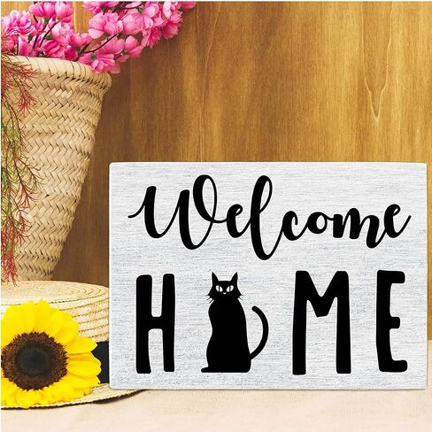 Funny Cat Front Door Sign,Cute Cat Welcome Sign，Cat Hair Is My glitter with Love Theme Wooden Wall Art Decor for Cat Lover Pet Owners,Black Cat Wall Decor,Cat Lover Gift in Saudi Arabia