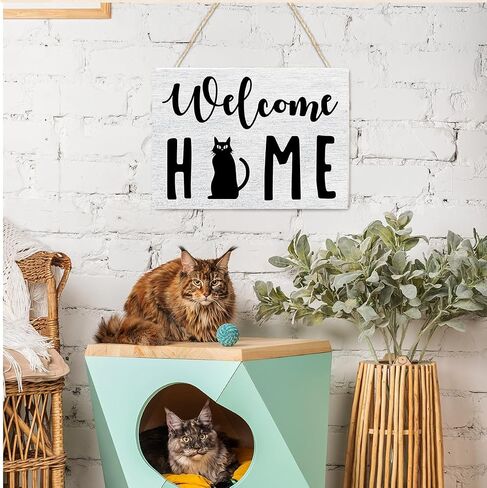 Funny Cat Front Door Sign,Cute Cat Welcome Sign，Cat Hair Is My glitter with Love Theme Wooden Wall Art Decor for Cat Lover Pet Owners,Black Cat Wall Decor,Cat Lover Gift in Saudi Arabia