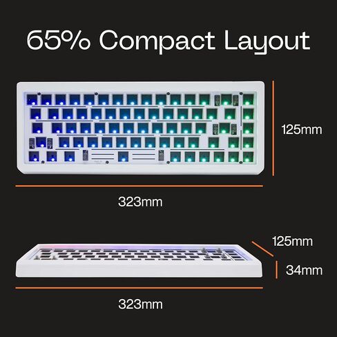Higround Summit 2.0-65% Barebone Kit - White, Wired Mechanical Gaming Keyboard Frame, Full CNC Aluminum Case, South-Facing RGB Lightning, Gasket-Mounted Design, Triple Dampening, Hot Swappable in Saudi Arabia