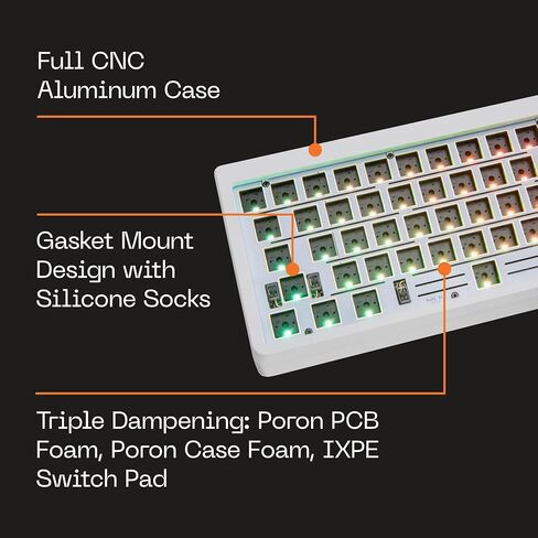 Higround Summit 2.0-65% Barebone Kit - White, Wired Mechanical Gaming Keyboard Frame, Full CNC Aluminum Case, South-Facing RGB Lightning, Gasket-Mounted Design, Triple Dampening, Hot Swappable in Saudi Arabia
