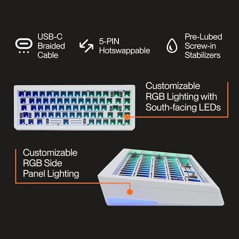 Higround Summit 2.0-65% Barebone Kit - White, Wired Mechanical Gaming Keyboard Frame, Full CNC Aluminum Case, South-Facing RGB Lightning, Gasket-Mounted Design, Triple Dampening, Hot Swappable in Saudi Arabia