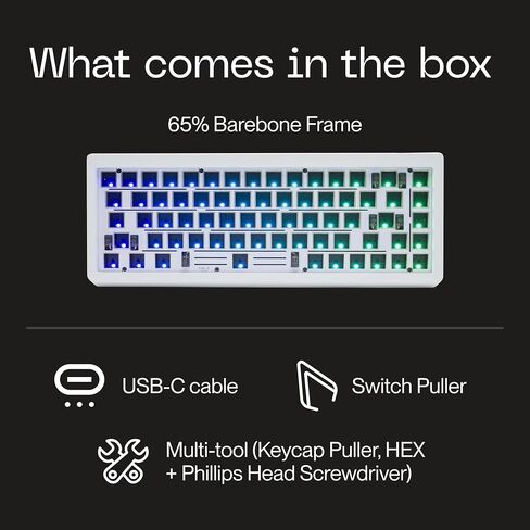 Higround Summit 2.0-65% Barebone Kit - White, Wired Mechanical Gaming Keyboard Frame, Full CNC Aluminum Case, South-Facing RGB Lightning, Gasket-Mounted Design, Triple Dampening, Hot Swappable in Saudi Arabia