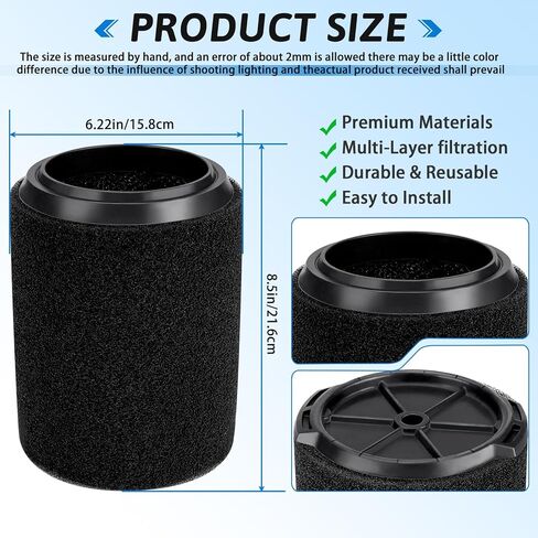 2 Pack VF7000 Replacement Filter Compatible with Ridgid Shop Vac for Ridgid 5-20 Gallon Wet/Dry Vacuums Cleaners, Fit for Husky 6 to 9 Gallon Vacuums in Saudi Arabia