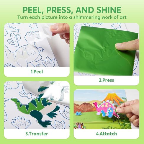 مجموعة Klever Kits Foil Art Kit للأطفال - لوازم الفنون والحرف اليدوية، تلوين خالٍ من الفوضى، ملصقات إسفنجية من رقائق الحيوانات، ألعاب سفر مبتكرة، هدايا عيد ميلاد للأولاد والبنات من سن 4 سنوات فما فوق in Kuwait