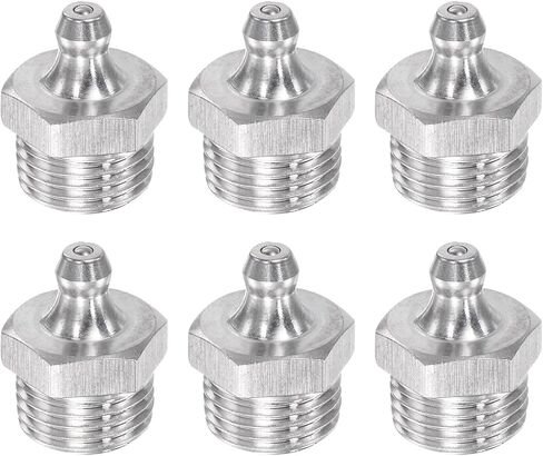 uxcell 6Pcs Metric Stainless Steel Straight Grease Fitting M10 x 1.5mm Thread Hydraulic Grease Fitting Accessories in Saudi Arabia