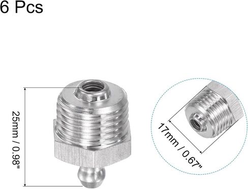 uxcell 6Pcs Metric Stainless Steel Straight Grease Fitting M10 x 1.5mm Thread Hydraulic Grease Fitting Accessories in Saudi Arabia