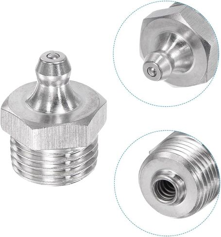 uxcell 6Pcs Metric Stainless Steel Straight Grease Fitting M10 x 1.5mm Thread Hydraulic Grease Fitting Accessories in Saudi Arabia