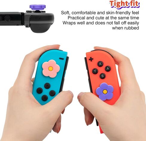 DLseego Thumb Grips تصميم قبعات للتبديل/Switch lite/Switch OLED Console، وحدة تحكم تناظرية من السيليكون الناعم Joycon أغطية واقية مضادة للانزلاق 4 قطع قبعات عصا التحكم Joy Con - زهرة 7 in Kuwait