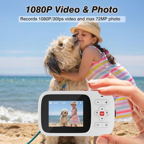 كاميرا رقمية FHD 1080P كاميرا 2.4 بوصة بوينت اند شوت كاميرا رقمية للصور مع بطاقة 32 جيجا بايت 16X تكبير كاميرا صغيرة مدمجة عتيقة (أبيض) in Saudi Arabia