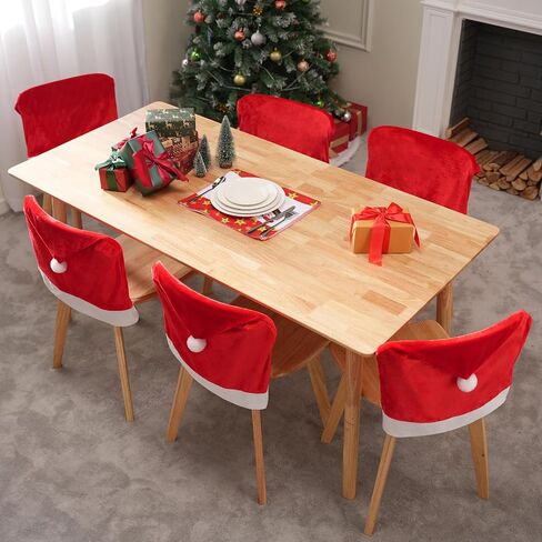 JOYIN 2 Pcs Christmas Chair Covers, Red Hat Chair Slipcovers, Santa Claus Kitchen Chair Back Covers for Holiday Festival Decoration, Christmas Decorations Indoor Home Décor in Saudi Arabia