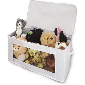 holay X-Large Storage Bins, PVC Boxes Transparent Lid Handles, Durable & Foldable, Toy Blocks Organizer for Kids Boys Girls Toddlers Playroom, 24''x12''x12'', 54L