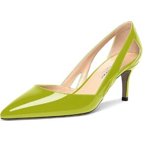 MOVINSTEPS Womens Pointed Toe Patent Dating Dress Slip On Stiletto Mid Heel Pumps Shoes 2.5 Inch