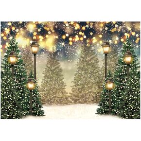 Allenjoy 7x5ft Winter Forest Landscape Photography Backdrop Glitter Spot Xmas Green Pine Trees Snowy Wonderland Background for Christmas New Year Party Decor Banner Portrait Photo Booth Props