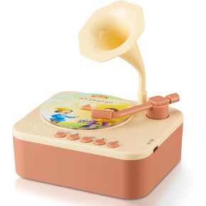 Toddle Gramophone Musica Toys - Player Audio Books for Kids, 99 Cards Stories Songs Phonograph Record Player, Gift for Boys and Girls (Cozy Brown)