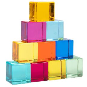 TickiT Gem Cubes - Set of 10 - for Ages 10m+ - Translucent, Acrylic Blocks - Explore Light and Color - Sensory Manipulative for Kids