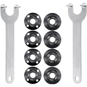 10PCS Angle Grinder Nut Angle Grinder Wrench Kit 5/8-11 Flange Metal Lock Nut，2PCS Angle Grinder Wrench, 8PCS Flange Nuts,Compatible with Dewalt Bosch Black Decker Ryobi Makita