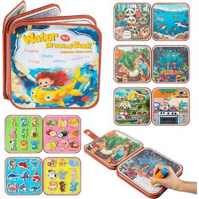 FENYAN 2 in1 Busy Book and Water Coloring Book, Preschool Learning Activity Books for Kids 3-8 Years Old, Travel Toys for Toddlers, Birthday Gifts for Boys Girls