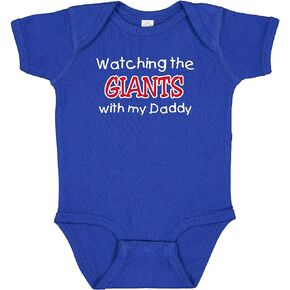 Curiositees Football Fan Watching the Giants with My Daddy Baby Boy's Bodysuit Outfit - Royal