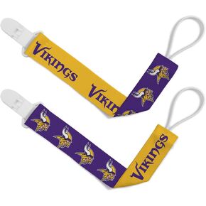 BabyFanatic Officially Licensed Unisex Pacifier Clip 2-Pack - NFL Minnesota Vikings - Officially Licensed Baby Apparel