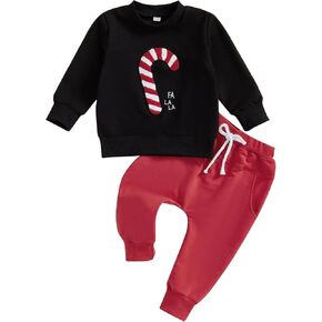 Madjtlqy Toddler Baby Boy Christmas Outfits Long Sleeve Pullover Sweatshirts Jogger Pants Xmas Infant Fall Winter Clothes