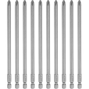 HARFINGTON 10pcs Phillips Screwdriver Bit PH2 6.0 S2 Steel 1/4" Hex Shank 6" Length Magnetic Cross Head Power Drill Bits