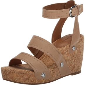 Lucky Brand Women's VALINTINA Wedge Sandal, Putty, 7.5