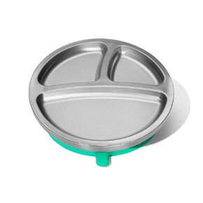 Avanchy Baby Plates with Suction – Stainless Steel Divided Plates for Toddlers, BPA-Free, Dishwasher Safe, Unbreakable, Non-Toxic, 100% Silicone Suction – Blue