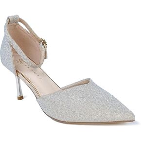 Women's Pumps Shoes Pointed Toe Kitten Low Heels Stiletto Ankle Strap Closed Toe Wedding Party Dress Sandals