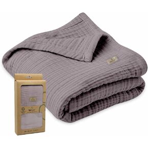 Baby Muslin Swaddle Blankets%100 Organic Cotton Unisex Wrap Soft Silky Swaddle Blanket for Baby Boys and Girls Breathable and Skin-Friendly Wrap 4 Layer 47 x 47 inches (Beige2)