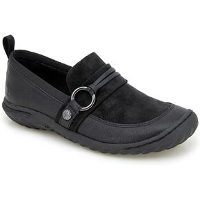 JBU Women's Phoebe Slip On Fashion Comfort Loafer Flat, Black, 12
