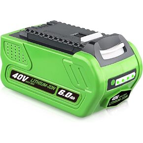 Replacement Battery for Greenworks 40V Battery Compatible with GreenWorks Battery G-MAX 29472 29462 20202 22262 25312 20302 20672 25302 24252 24282 40V 6AH Lithium Battery