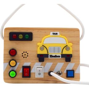 Montessori Toys Wooden Busy Board with LED Light Switch for 3+ Year Old Baby and Toddler