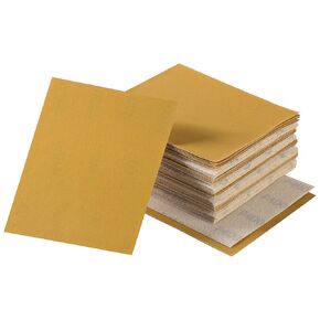 40PCS 1/4 Sheet Sandpaper 4.5 x 5.5 Inch Gold Sandpaper with Hoop and Loop Backing 80 Grit Sandpaper for Palm Sander Sanding Sheets Woodworking Auto Paint for Clip-On Hand Sanding Blocks