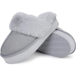 SNOWDROP Women's Platform Slippers, Thick Sole Cozy Fluffy Plush Lining, Indoor Outdoor Non-Slip House Shoes