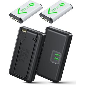NP-BX1 Replacement Battery 2-Pack & 2-Channel USB Charger for Sony NP-BX1/M8, ZV-1, ZV-1 II, Cyber-Shot DSC-HX80, HX90V, HX95, HX99, RX1, RX1R II, RX100 (II/III/IV/V/VA/VI/VII), FDR-X3000, HDR-AS50