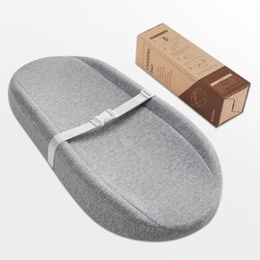 Blissful Diary Contoured Baby Changing Pad with Removable & Washable Cozy Cover, Baby Changing Table Pads with Waterproof Lining Foam and Non-Slip Bottom, Gray