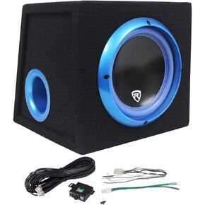 Rockville RVB8.1A 8 Inch 300W Powered Car Subwoofer/Sub Enclosure Box + Remote Black