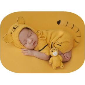 Coberllus Newborn Photography Props Outfits Girl Boy Bodysuits Baby Photo Props Tiger Hat and Romper Newborn Photo Shoot