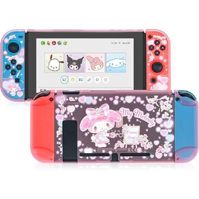 Protective Case for Nintendo Switch, Hard PC Clear Dockable Shell, Switch Cover with Anti-Scratch and Shock-Absorption Design - Romantic Flower Shop