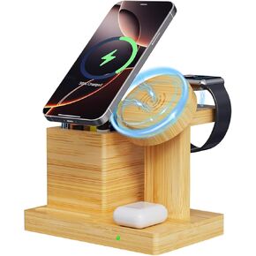 Wireless Charger for Apple Charging Station - Charging Station for Multiple Devices with PD 22.5W Adapter, for iPhone 15 14 13 12 Series, for iWatch 2-9, for AirPods Pro, for Android Wireless Phone