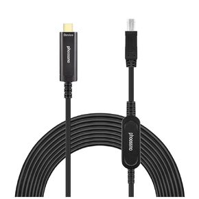 phoossno USB Type C to B Extension Cable Active Optical USB 10Gbps 50ft 15m Backward USB2.0 and USB 1.1 Compatible with Camera Printer, Scanner, Game Controller, Meeting Room/Conference Room
