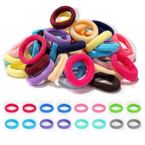 200 Pcs Baby Hair Ties, Soft Cotton Kids Hair Ties for Girls, Baby and Kids, Mini Elastic Hairband Diameter 0.8 Inch, Multicolor Seamless Hair Bands(10+ Colors)