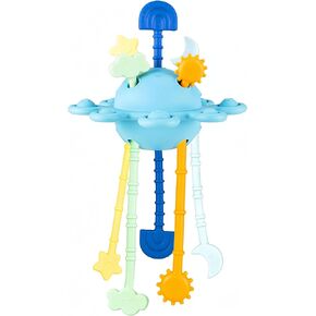 Montessori Toys for Baby 6 Months+, UFO Sensory Toys for Toddlers 1-3, Silicone Baby Teething Strings, Travel Toy for Infant, Gift for Baby Shower, Baby Easter Basket Stuffers (Turquoise)